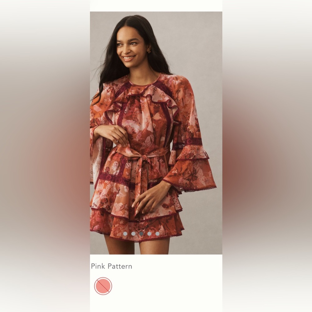 BHLDN Pink & Rust Floral Lace-Trim Dress